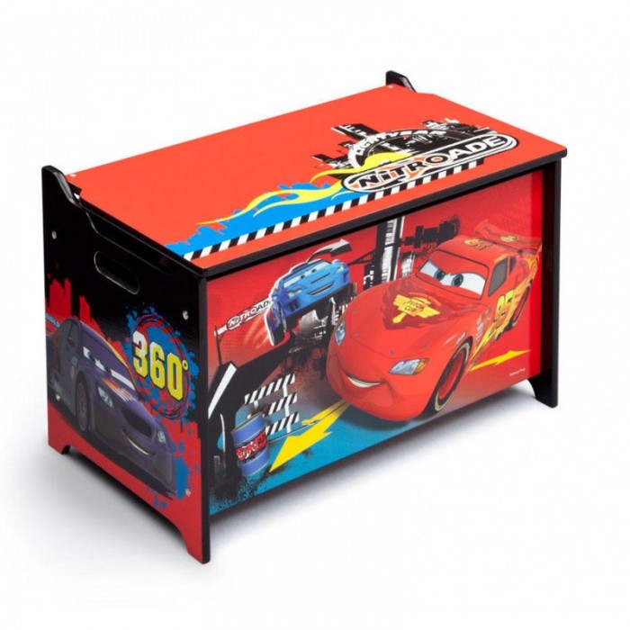 Bancuta si Ladita din lemn pentru depozitare jucarii Disney Lightning McQueen Delta Children